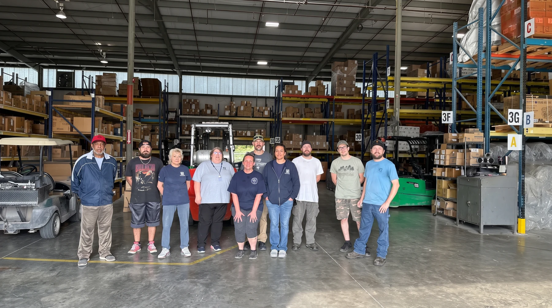The Lone Star Spas team in the warehouse